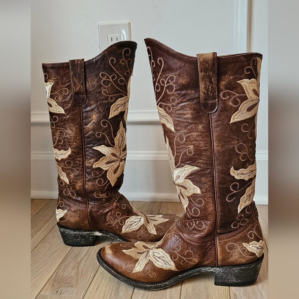 **Rare** Old Gringo Embroidered Brown Razz Boots Size 9m